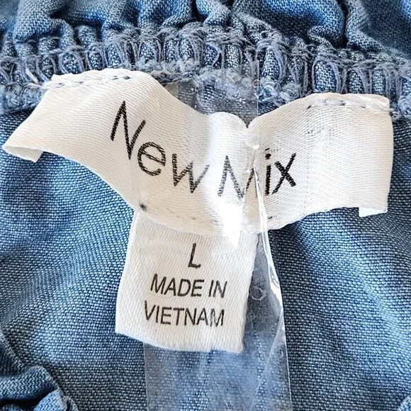 Tank Top New Mix Women's Denim Look sleeveless corset-style crop top size L - Picture 7 of 7